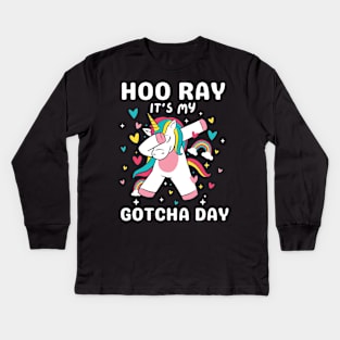 Hooray It's My Gotcha Day Unicorn Girls Boys Kids Toddlers Kids Long Sleeve T-Shirt